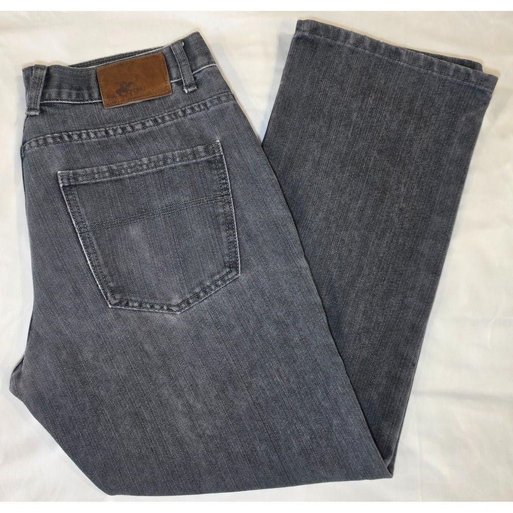 Beverly Hills Polo Club Mens Jeans 34x30 Black Faded Straight Leg 100% Cotton